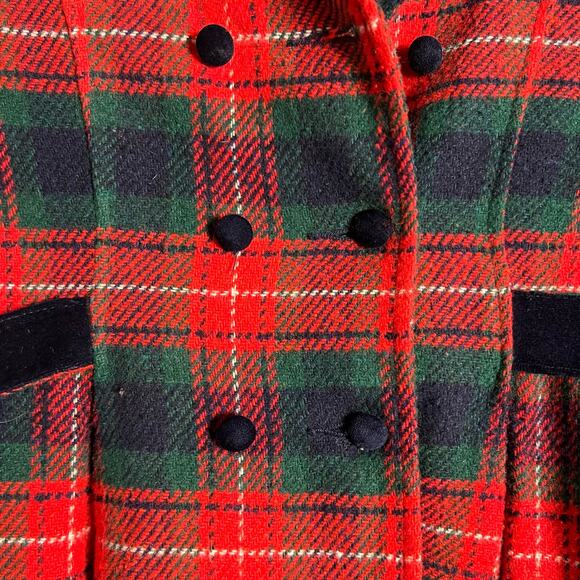 Vintage Rothschild of Philadelphia Red Plaid Girls Double Breasted Coat 4T - Picture 10 of 12